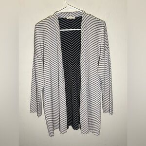 Eileen Fisher Open Front Cardigan Size Medium Silk Cotton Blend Sweater Neutral